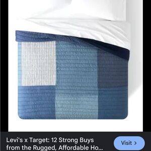Levi's Blue Geometric Quilt Modern Bedding King size